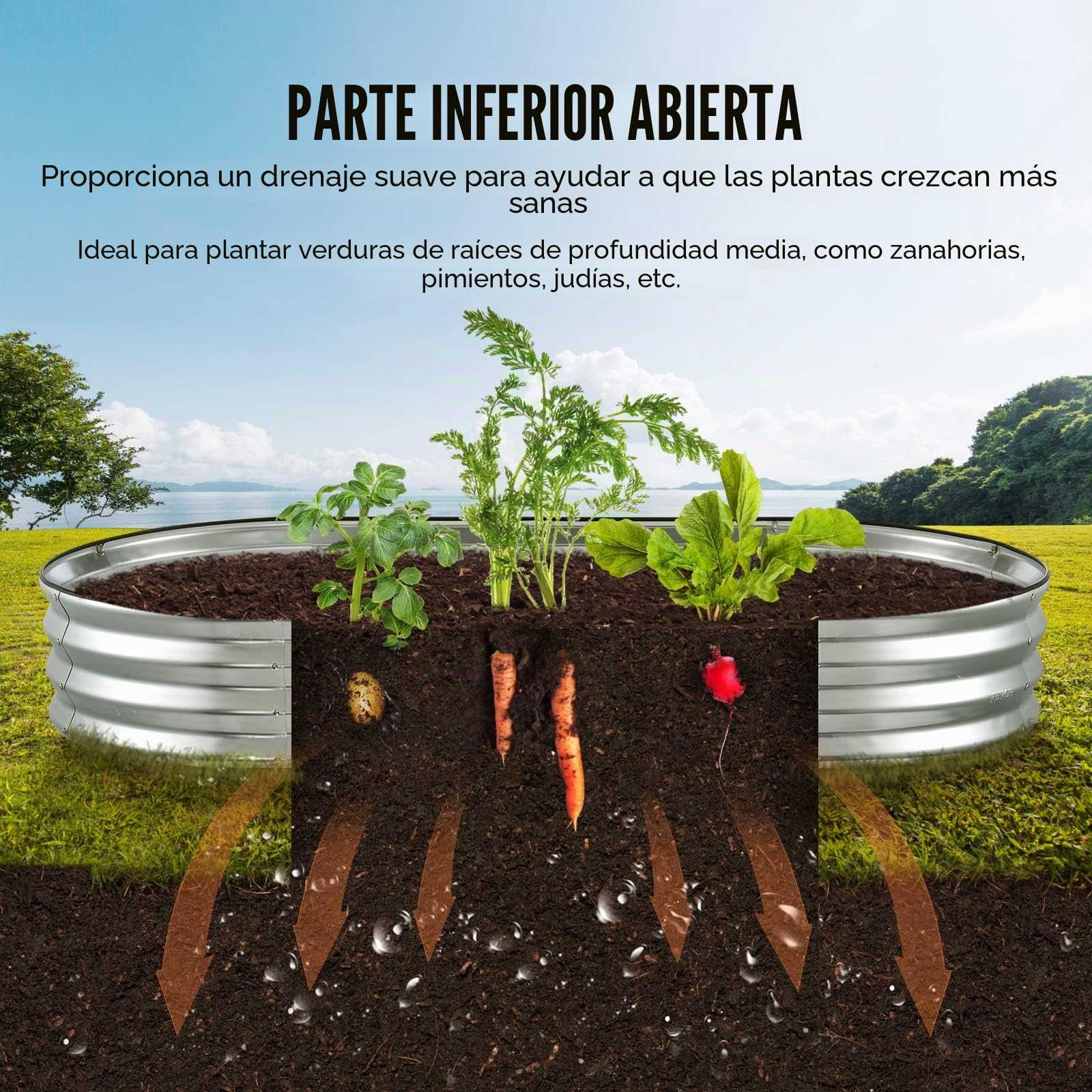 VEVOR Cama Elevada de Jardín 182,5 x 92,5 x 28 cm Jardinería Elevada de Metal Galvanizado para Cultivo de Flores Plantas Hierbas Huerto Urbano para Jardín Terraza Patio Balcón Plata con Accesorios