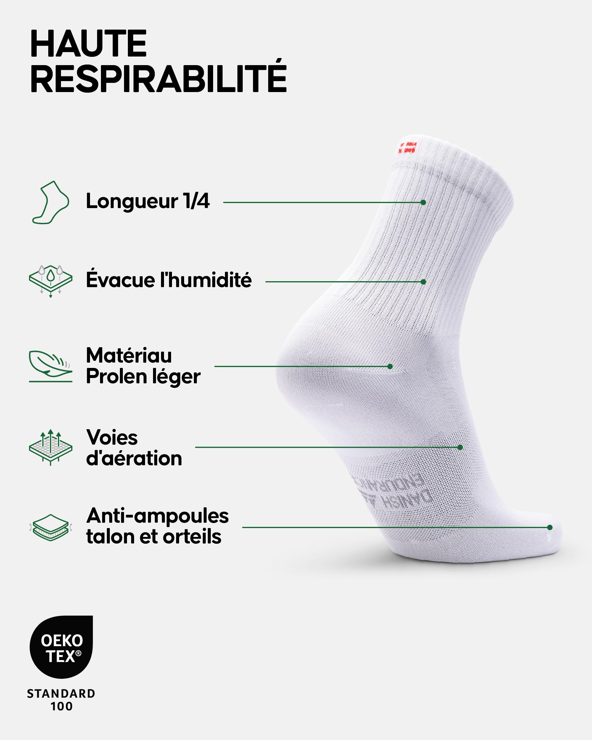 DANISH ENDURANCE Chaussettes de Course avec un Ajustement Précis, Légères et Respirantes, pour le Gym et les Entraînements, Unisexes, pour Hommes et Femmes, Lot de 3 ou 5