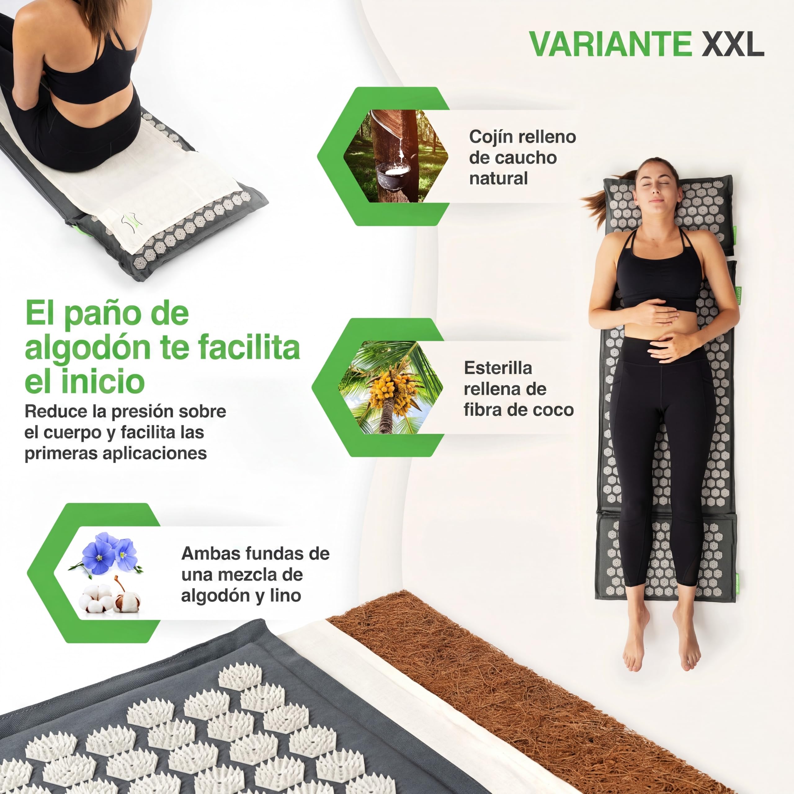 BACKLAxx Set de esterilla acupresion XL – Alfombra acupresion con cojin y bolsa