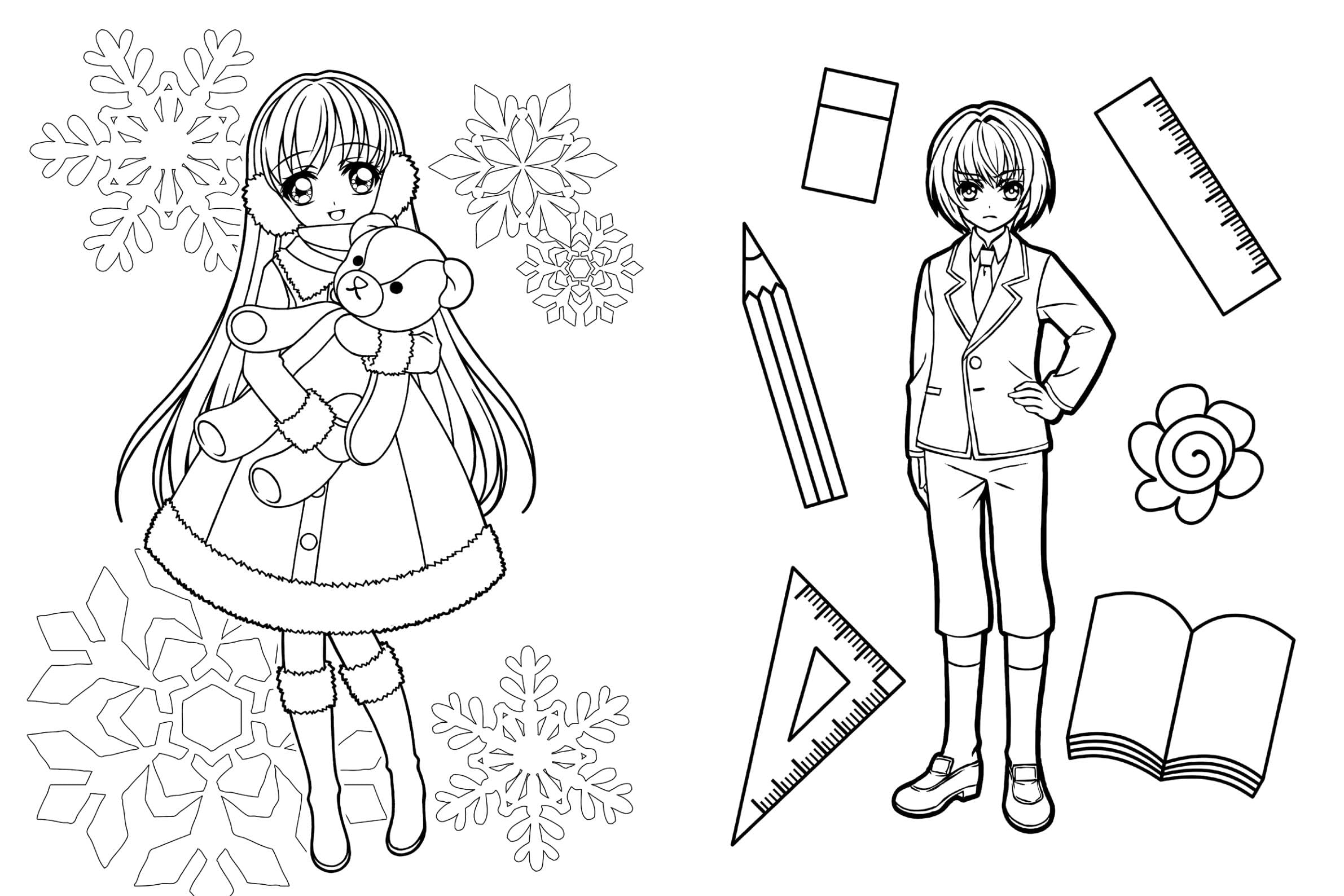 Extra dickes Manga-Malbuch mit Stickern zum Kreativsein und Entspannen für alle Manga-Fans!: Über 125 Ausmalbilder im Manga- und Anime-Style! Mit niedlichen Kawaii-Bildern