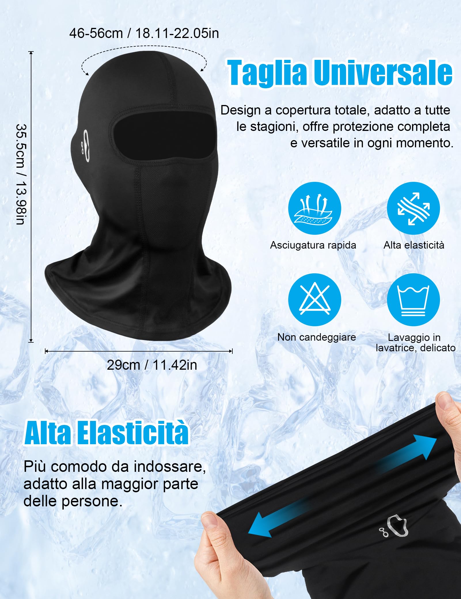 MELLIEX Passamontagna Estivo per Uomo e Donna, Traspirante e Leggero Sottocasco Moto Estivo Protezione UV con Fori per Occhiali, Balaclava per Motociclismo, Ciclismo, Sci e Sport all'Aria Aperta