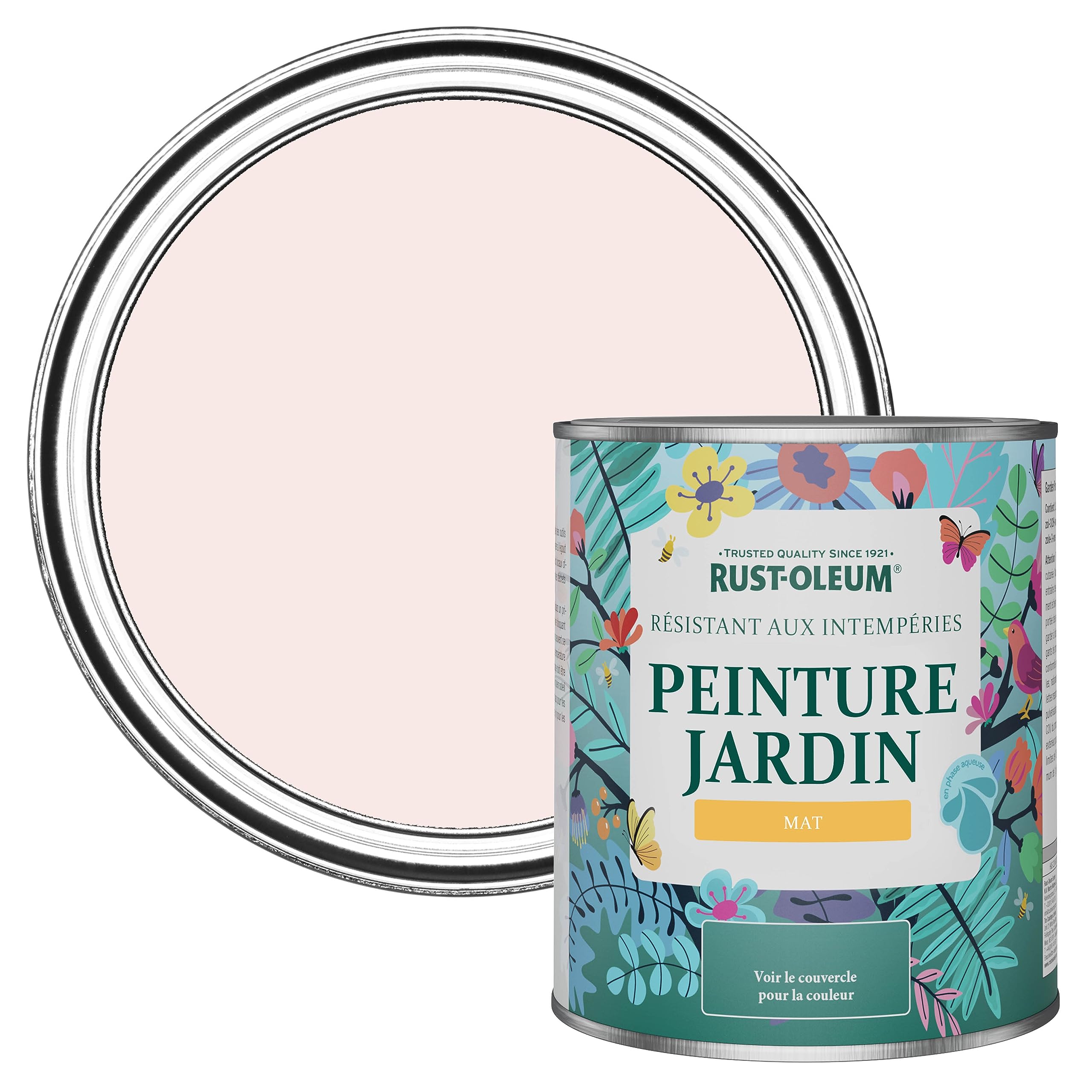 Rust-Oleum Peinture Rose Résistante à l'humidité pour Jardins, Finition Mate - Rose de Chine 750ml