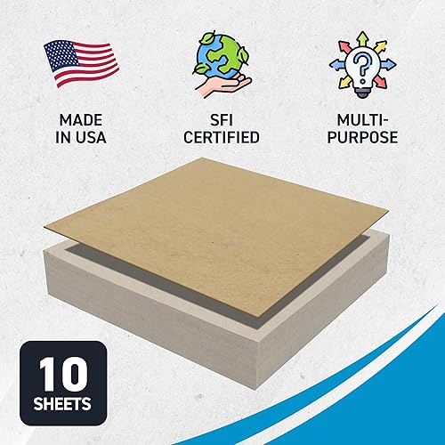 Miniatura 3 de 10 hojas de aglomerado de 12 x 12 pulgadas - 22 puntos (punta) de cartón kraft marrón ligero para álbumes de recortes y marco de fotos (grosor de