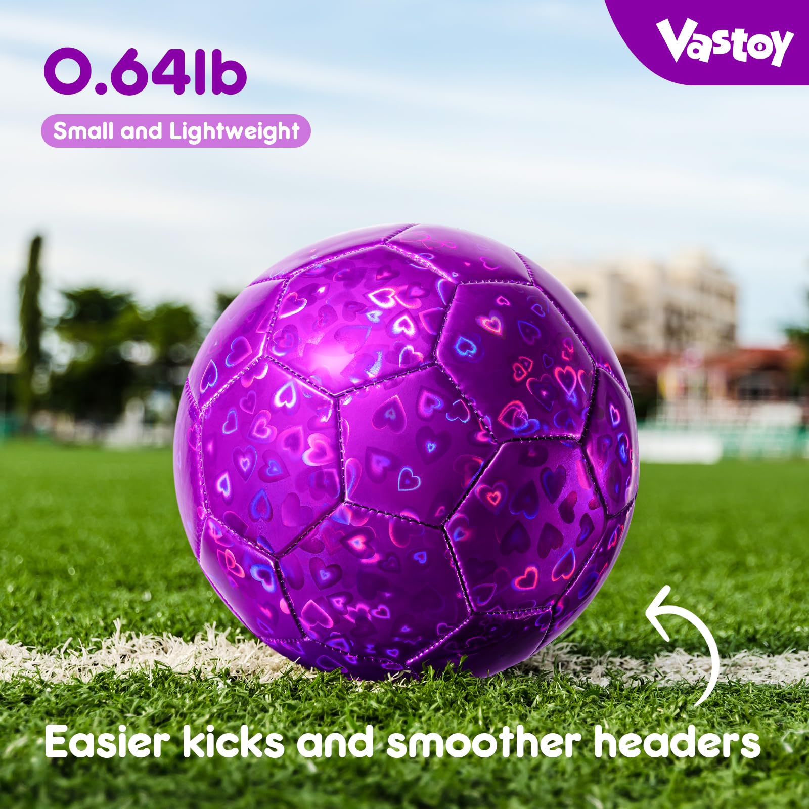 Vastoy Glittery Size 3 Kids Football for Age 3 4 5 6 7 8, 7 Inch Toddlers Football with Love Laser Pattern - Image 3