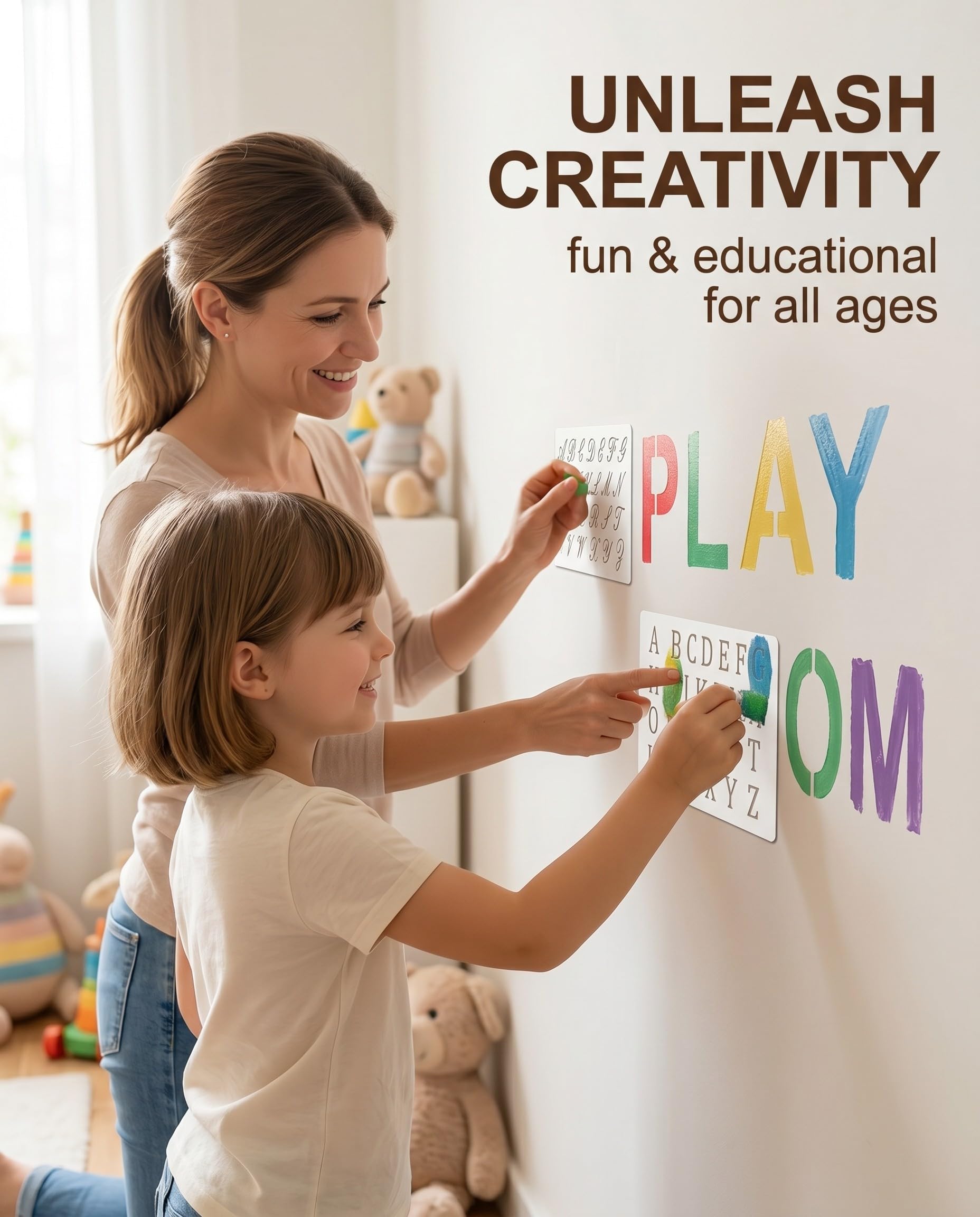 Set di 8 Stencil Lettere e Numeri – Stencil Riutilizzabili per Pittura Precisa, Fai da Te e Progetti Creativi, Stencil Lettere Grandi e Numeri, Ideali per Scrapbooking e Decorazioni