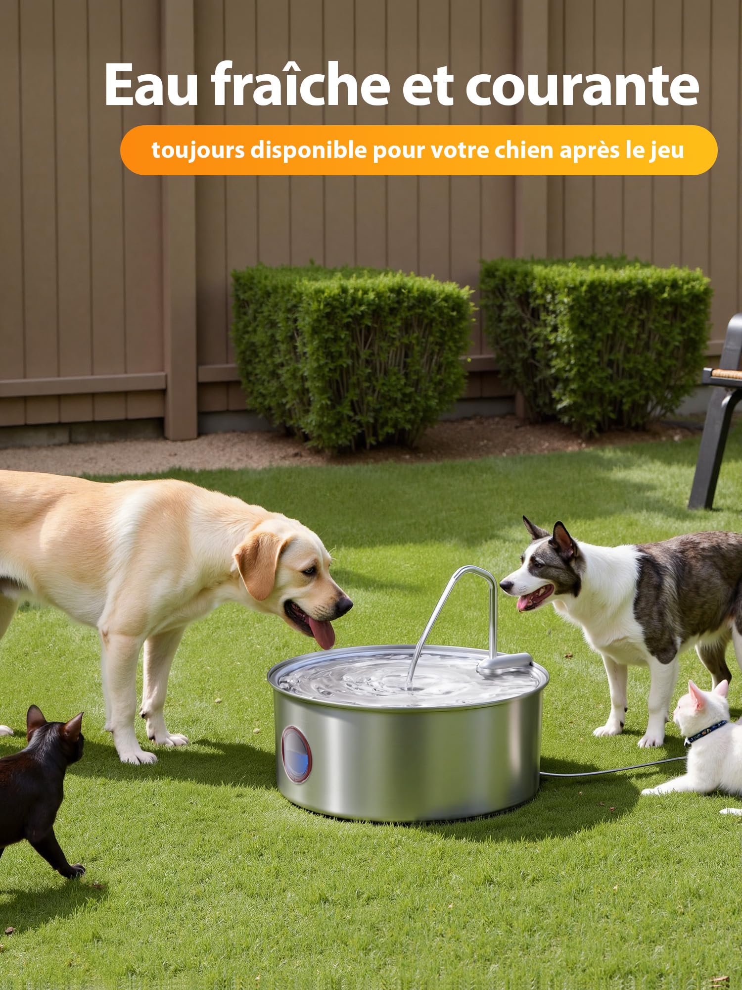Kittyspout Fontaine à Eau 8L pour Chien, en Acier Inoxydable 304, Pompe silencieuse, fenêtre de Niveau avec LED, idéale pour Grands Chiens et foyers avec Plusieurs Animaux