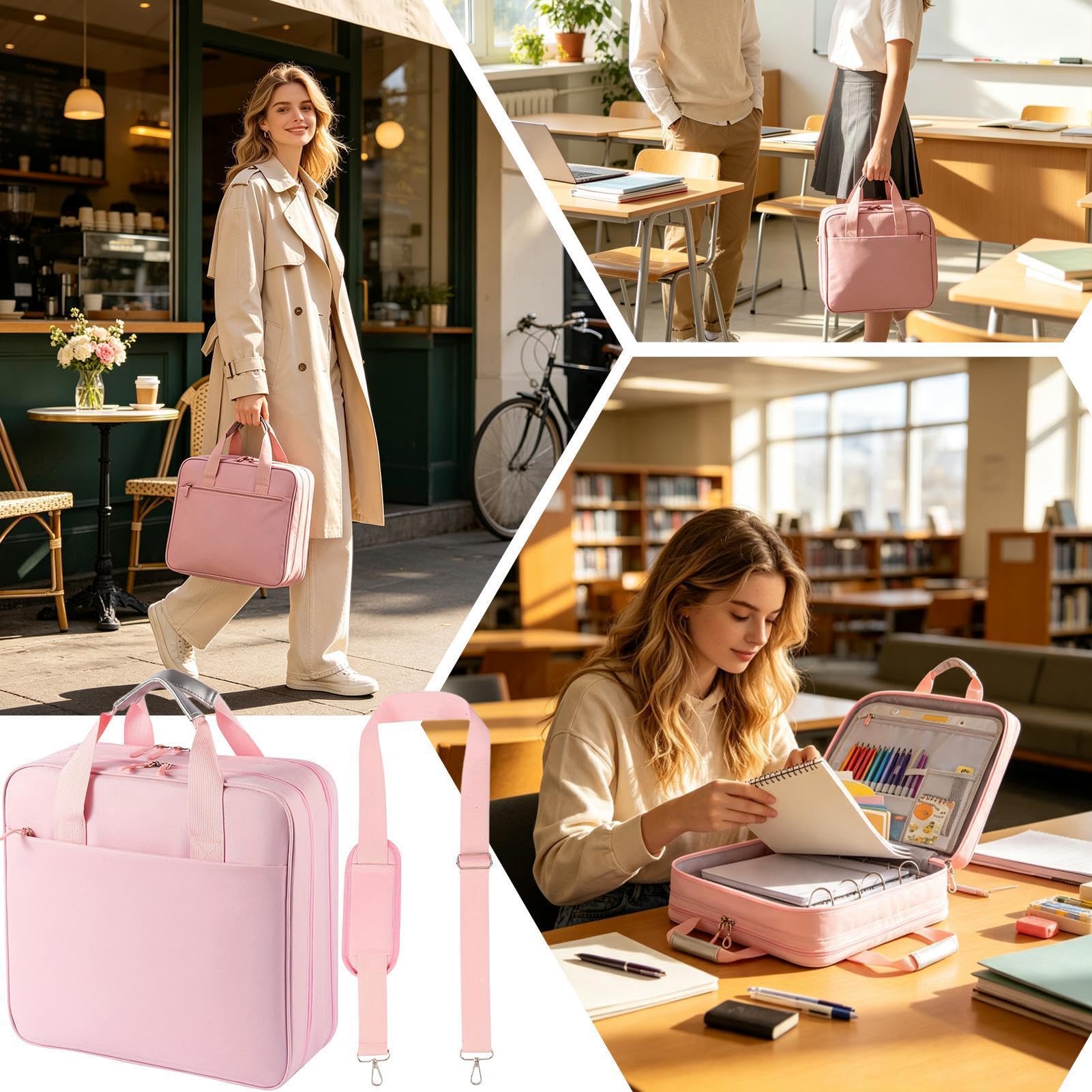 Classeur avec sangle, 7,6 cm, étanche, multi-compartiments, porte-documents