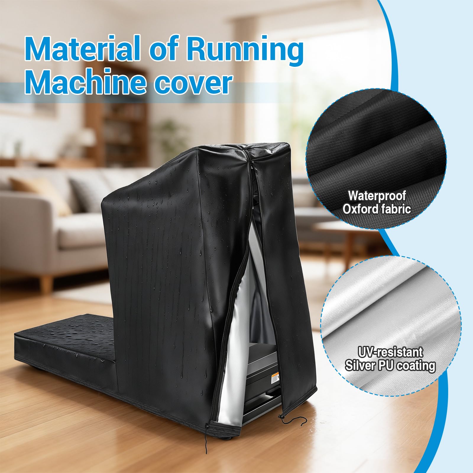 Onlyme Housse de tapis de course imperméable pour tapis de course non pliable avec fermeture éclair et cordon de serrage
