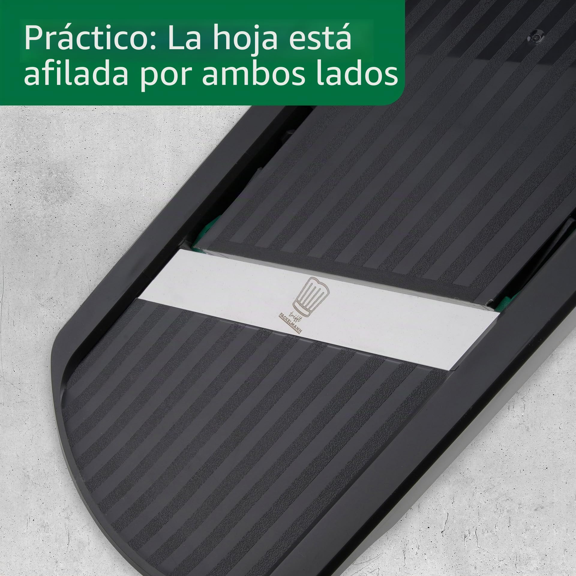 FACKELMANN Chefkoch Cortafiambres con soporte para restos y cuchillas de acero inoxidable extra afiladas - Perfecto para patatas, zanahorias y mucho más - Ajustable entre 1 y 6 mm