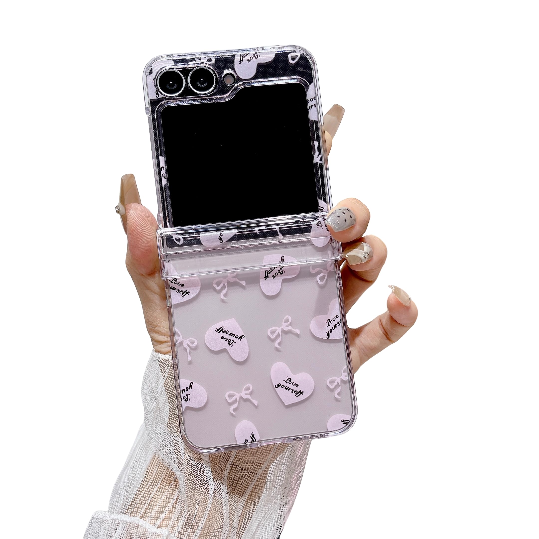 Yonds Queen for Samsung Galaxy Z Flip 6 Cute Case Clear Cartoon Cool Love Desgin Stylish Girls Women Bumper Shockproof Anti-Slip Protector Fashion