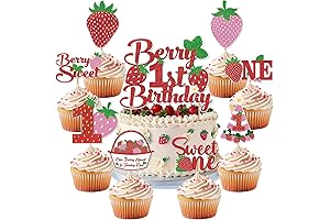 Berry First Birthday Cake Topper - 25 Pcs of Sweet Strawberry Decorations