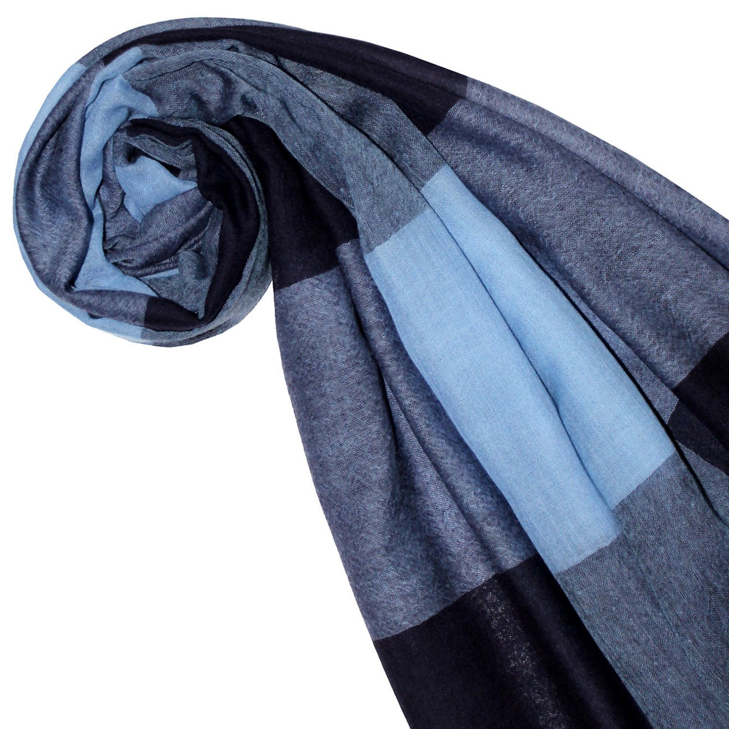 Lorenzo Cana Damski szal Pashmina szal 50% kaszmir 50% wełna etola chusta chusta do koperty Uni szal damski szalik damski niebieski odcienie 78468, Jasnoniebieski, granatowy, 70 x 200 cm
