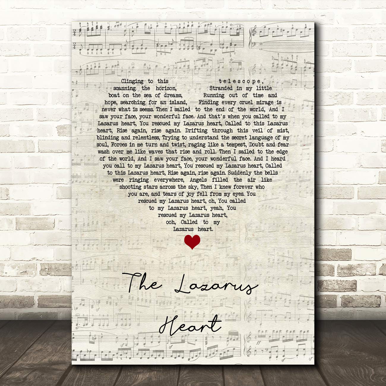 The Lazarus Heart Script Heart Song Lyric Quote Music Framed Poster Gift Present Print