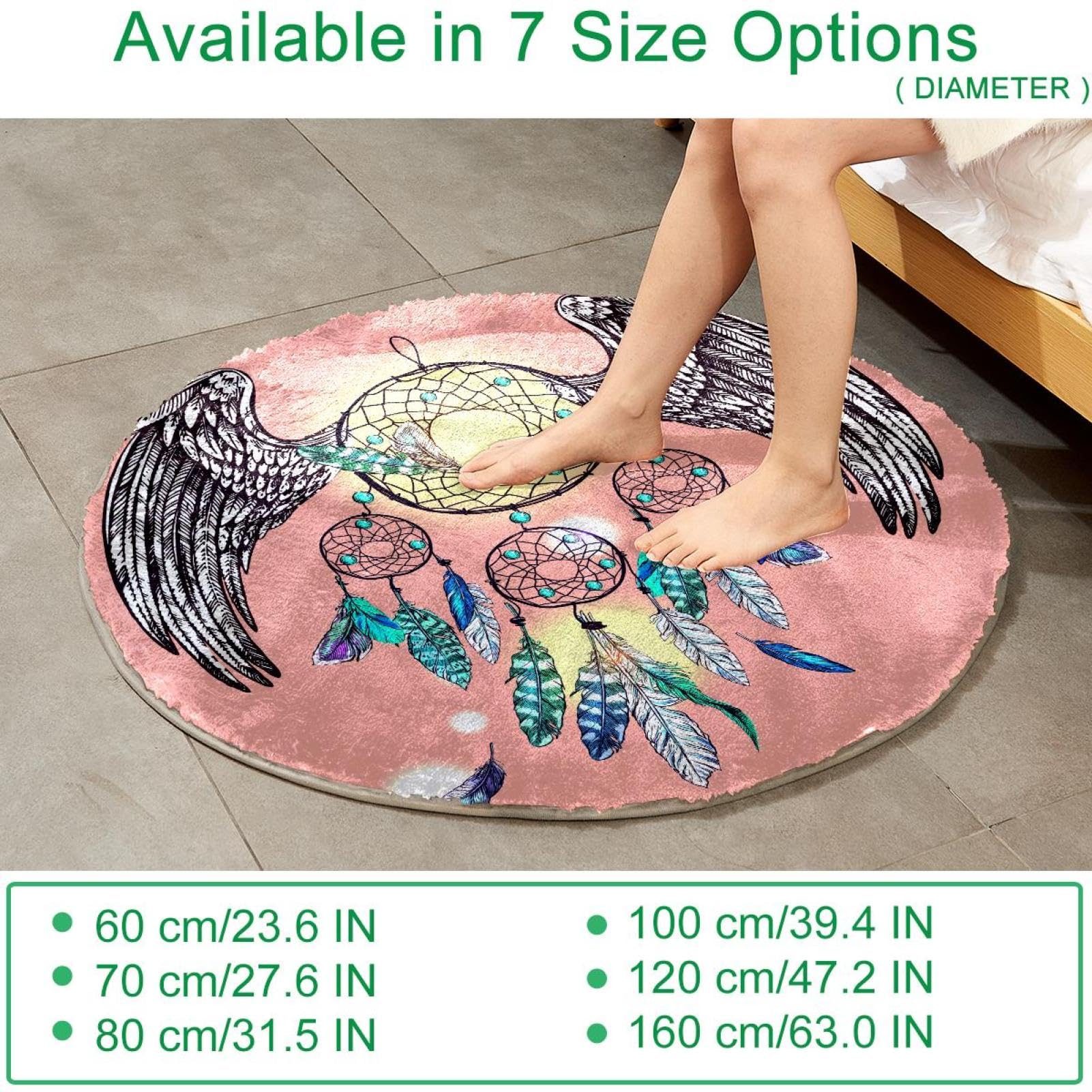 Flauschiger, weicher Teppich für Wohnzimmer, Schlafzimmer, Traumfänger, rutschfest, zottelig, waschbar, Teppich für Schlafzimmer, Spielbereich, Kinderzimmer, dekorativ, 80 cm