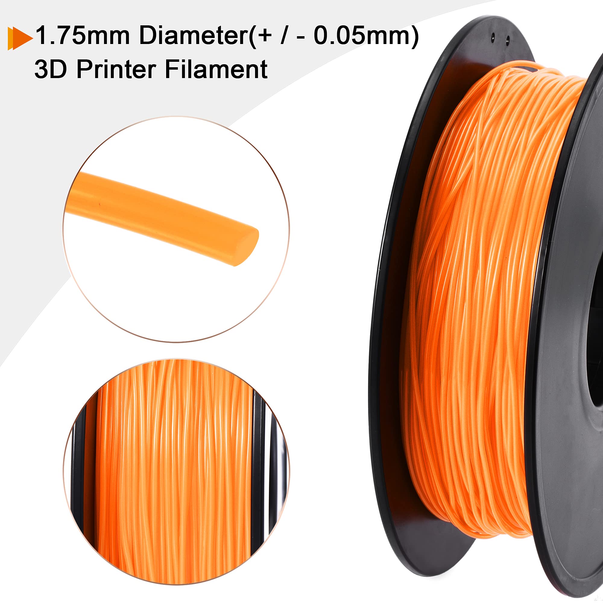sourcing map 3D Drucker Filament 1.75 mm TPU Filamente Maßgenauigkeit +/- 0.05 mm Orange