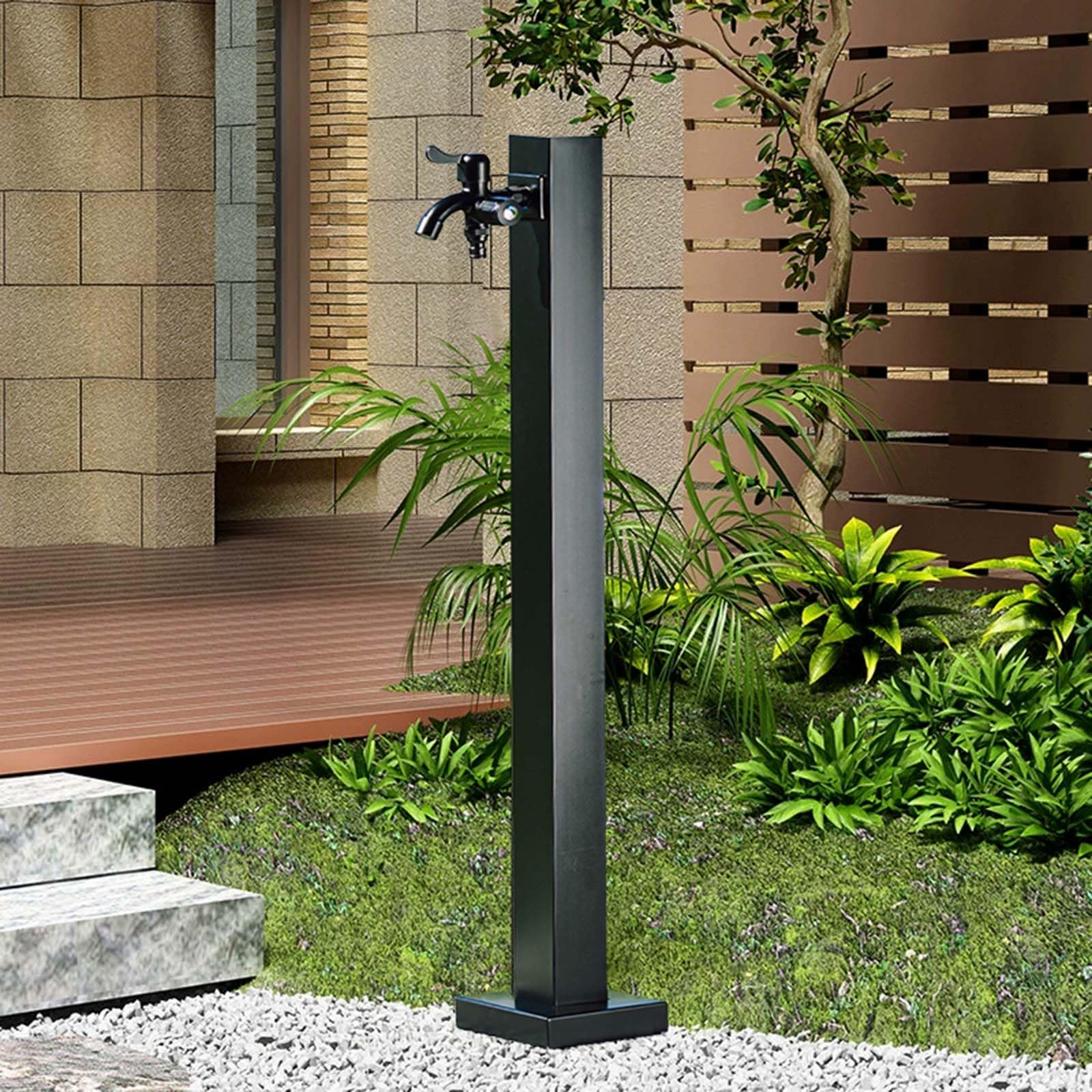 Grifo de acero inoxidable para exteriores con doble salida, anticongelante y protección solar para uso en jardín