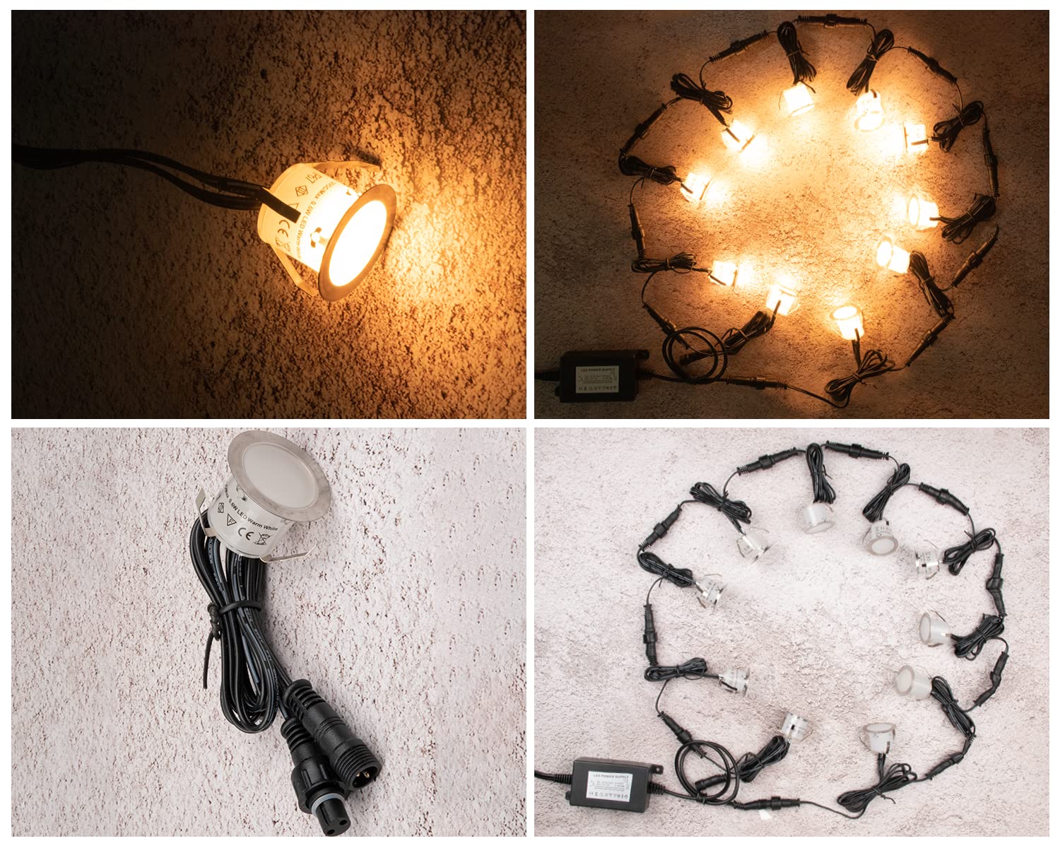 HIBOITEC 10 Pezzi Faretti da Incasso per Esterno, Segnapasso Led Incasso Impermeabile IP67, Faretti LED incorporato per Terrazze Giardino Scale Pavimento (Bianco Caldo)