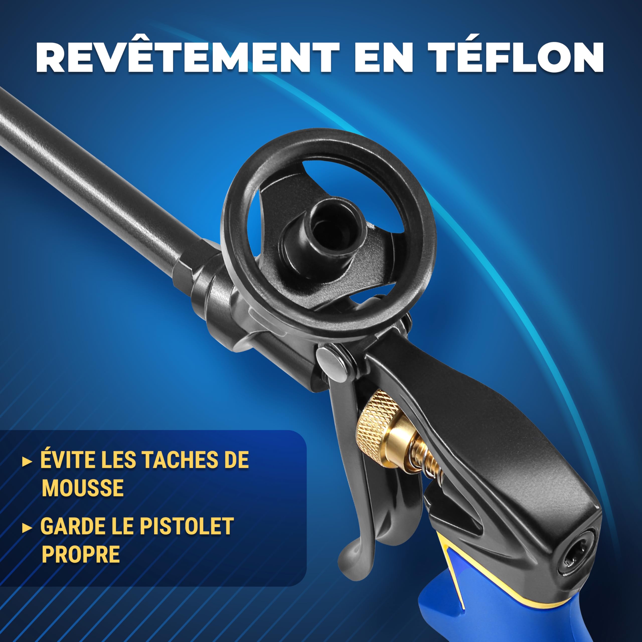S&R Pistolet à Mousse Expansive Polyuréthane Pistolet à Calfeutrer Professionnel avec sortie mousse réglable et précise. Pistolet en Teflon pour Cartouche et Canettes de Mousse
