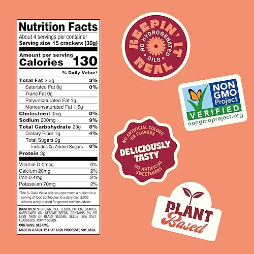 Miniatura 2 de Back to Nature - Galletas finas de arroz sin transgénicos, sin gluten con múltiples semillas, 4 onzas / 113 gramos