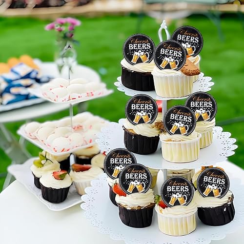 Miniatura 79 de Ercadio Paquete de 24 adornos para cupcakes de Cheers and Beers con taza de cerveza con purpurina para cupcakes, baby shower, cumpleaños, cervezas