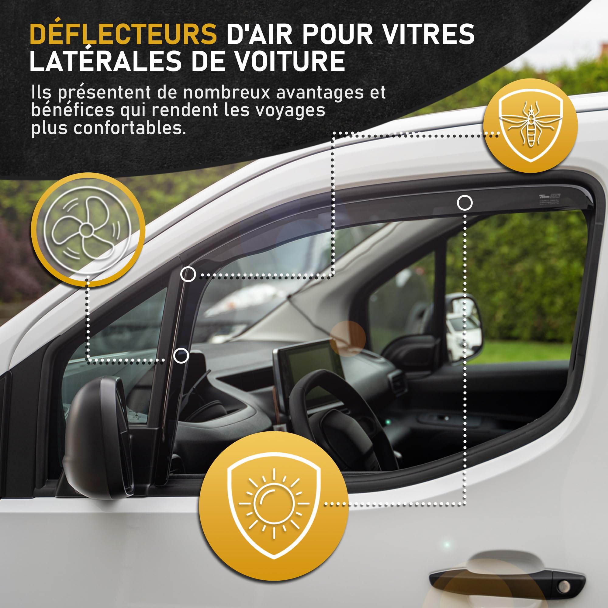 HEKO - Compatibles avec Citroen Jumpy 2007-2015 Déflecteurs de Vitres Latérales ; Déflecteurs Latéraux ; Avant ; Deux Pièces ; Déflecteurs de Pluie, Teintés, Aérodynamiques ; Montage simple et rapide