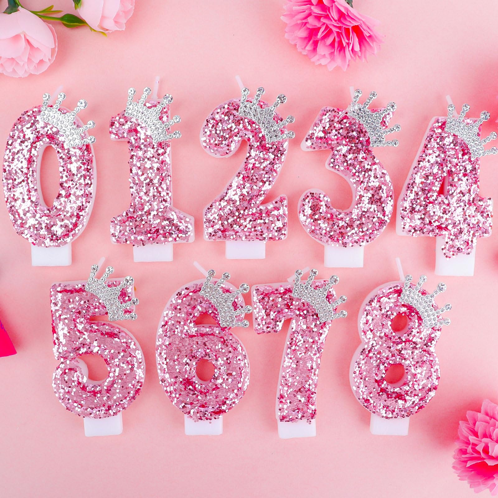 Bougies d'anniversaire 40 ans couronne rose numéro 40 pour filles femmes