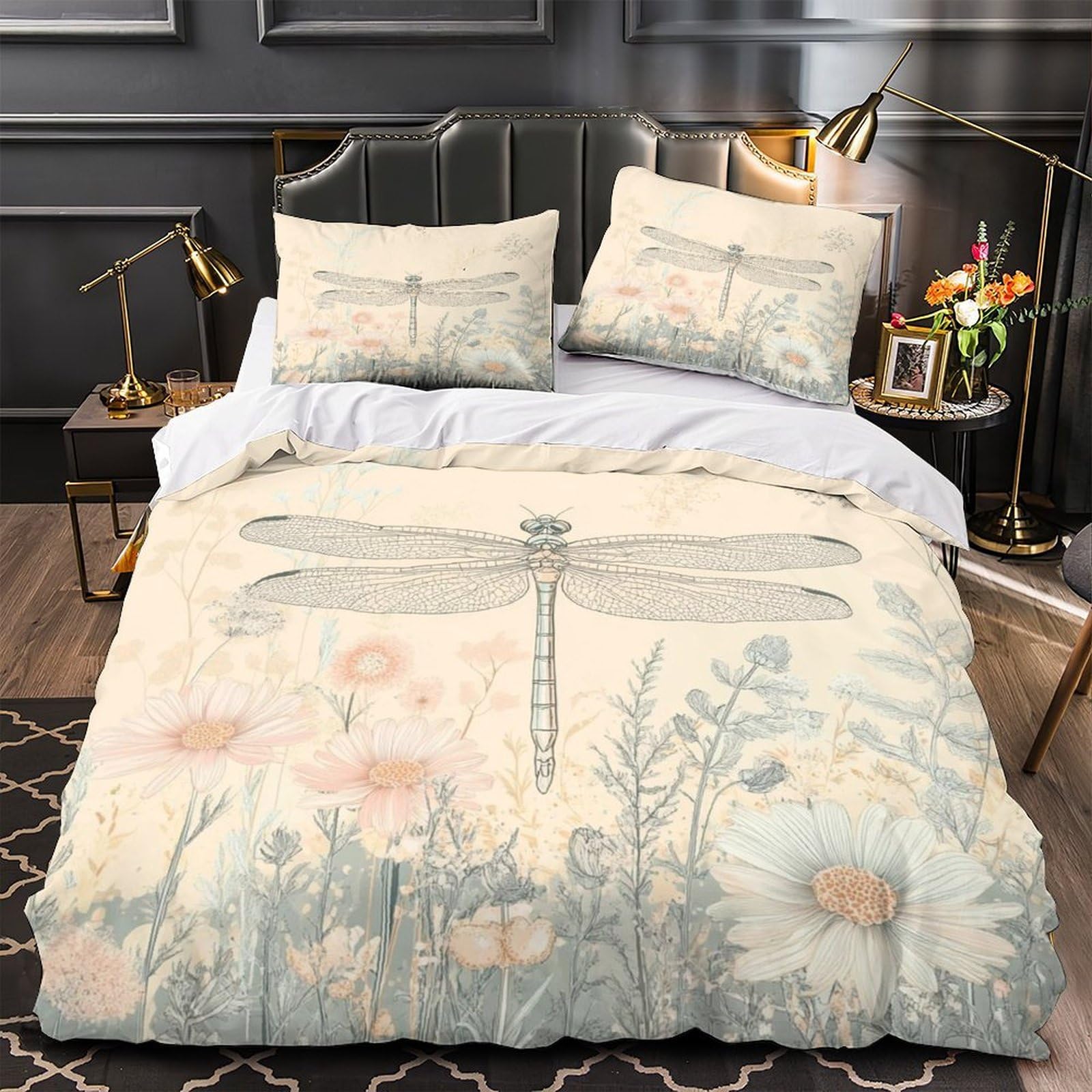 Parure de lit dragon 200x200 cm avec housse de couette imprimée 3D et taies en microfibre