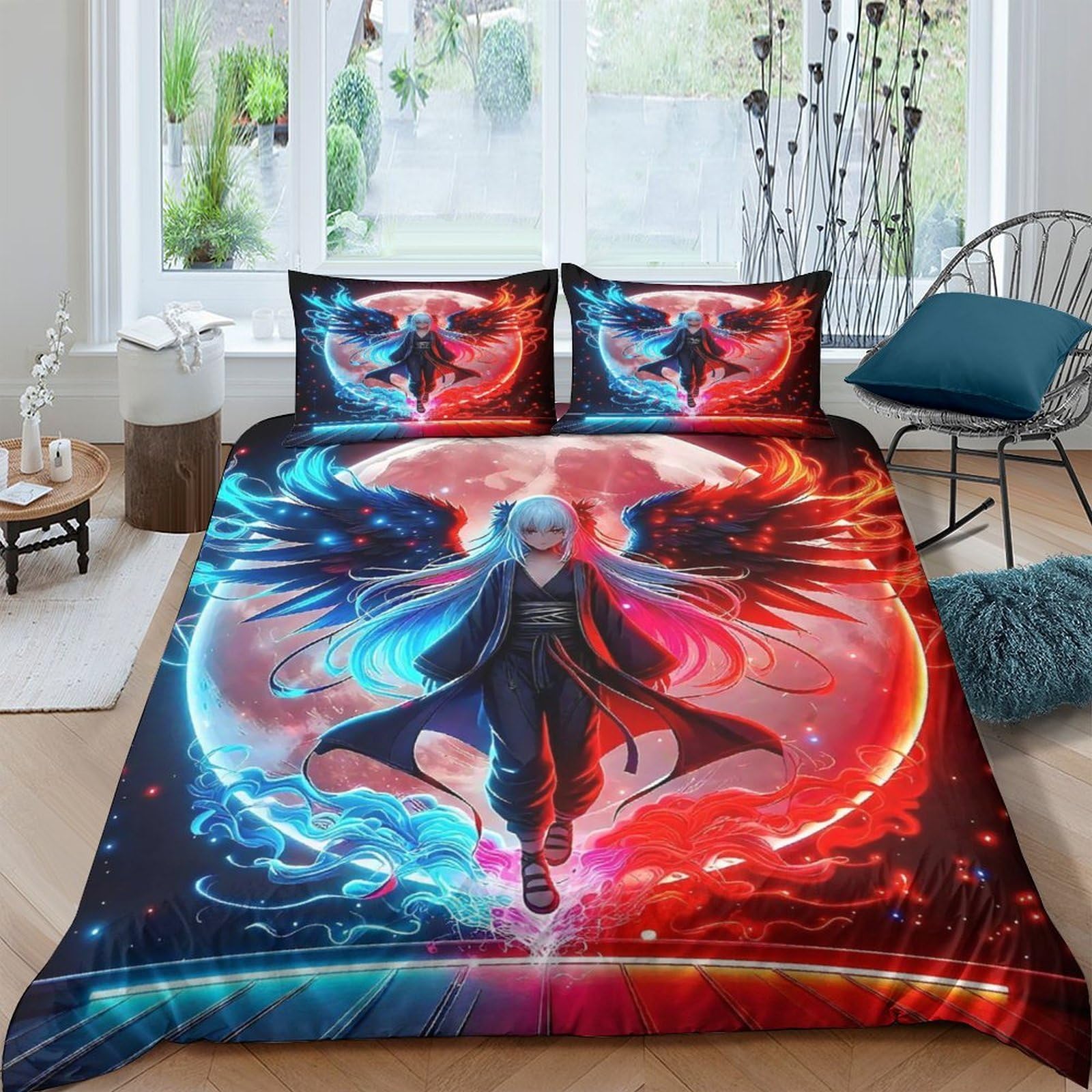 Housse de couette ailes d'ange lit double parure de lit 3D garçon fille