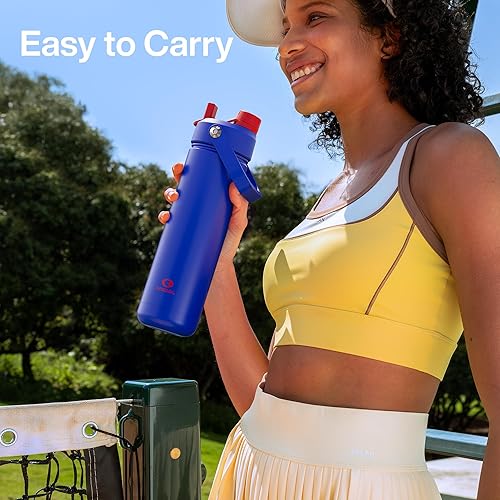 Miniatura 166 de ENCOOL Botella de agua aislada con popote, de acero inoxidable, a prueba de fugas, sin BPA, al vacío de doble pared que se mantiene fría durante 24