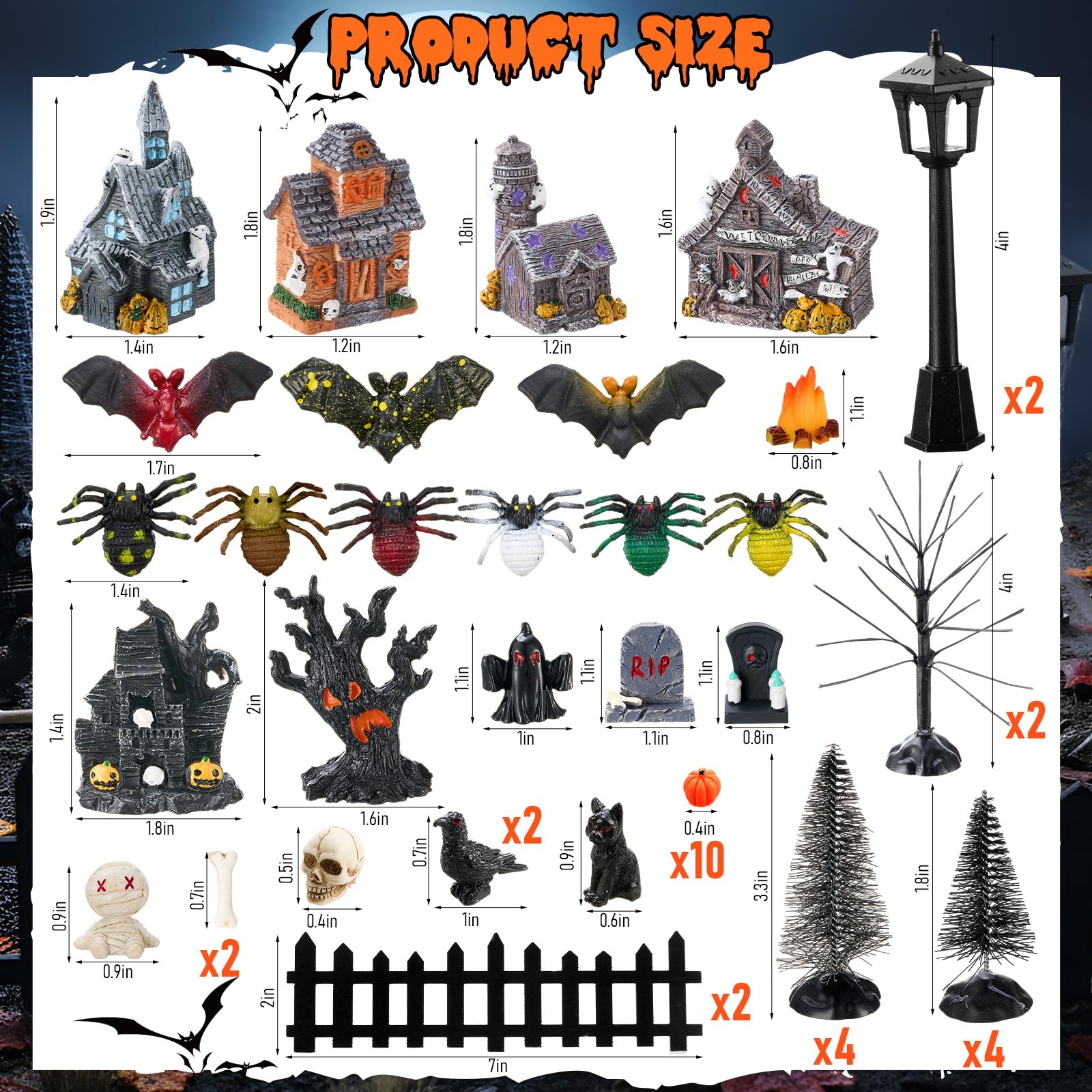 Amazon.com: Seenelling 50 Pcs Halloween Village Accessories Set