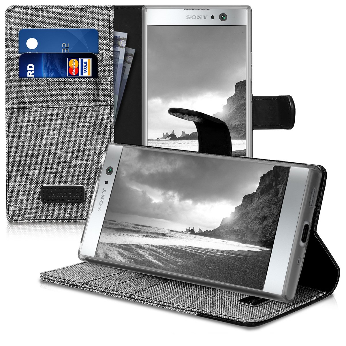 DFV mobile - per Sony Xperia 10 V (2023) Custodia verticale in pelle e nylon, F3-7D