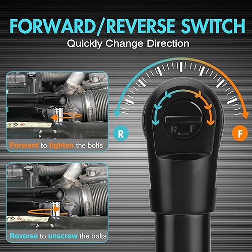 Miniatura 4 de DURATECH Llave de trinquete inalámbrica extendida, 38 pulgadas, 12 V, 44 pies, llave de trinquete eléctrica de cuello largo con 2 baterías de iones
