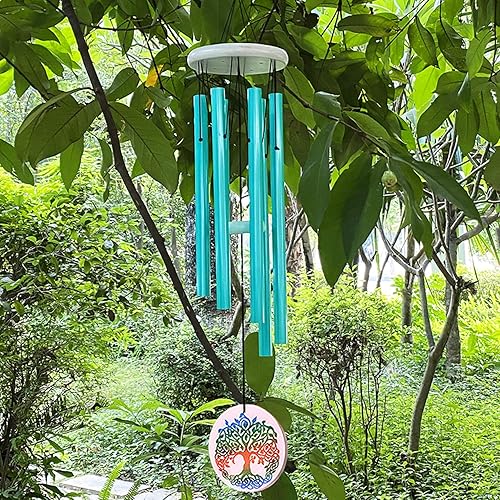 Miniatura 5 de FONMY Campanillas de viento para exteriores con colorido símbolo de árbol de la vida, campanillas de viento conmemorativas para un ser querido, gran