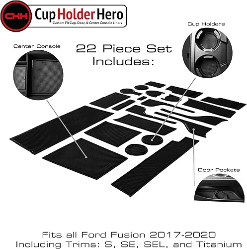 Miniatura 3 de Ford Fusion 2017-2020 - Juego de forros para portavasos de primera calidad.