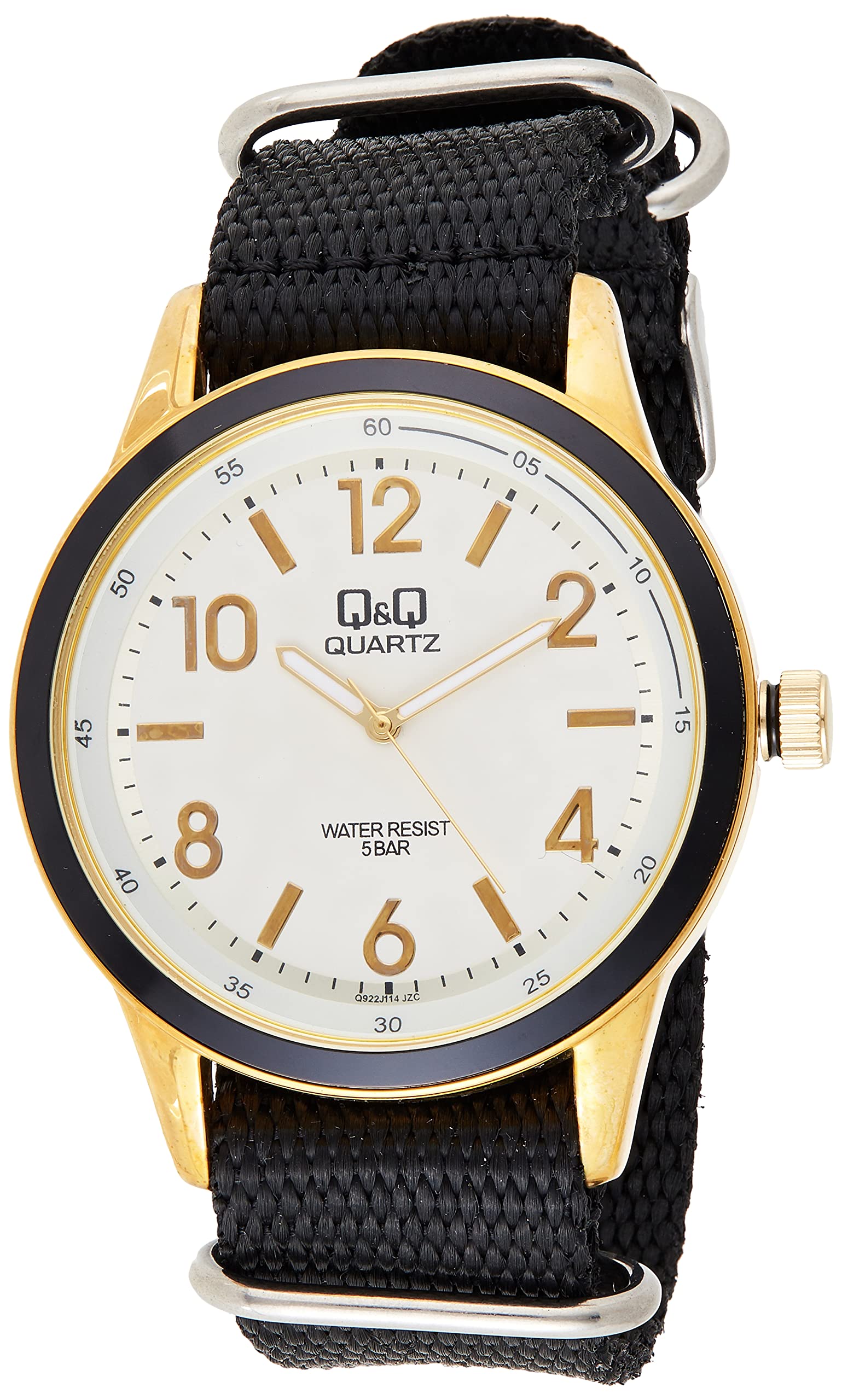 Q&Q Men White Dial Fabric Band Watch - Q922J114Y, Black