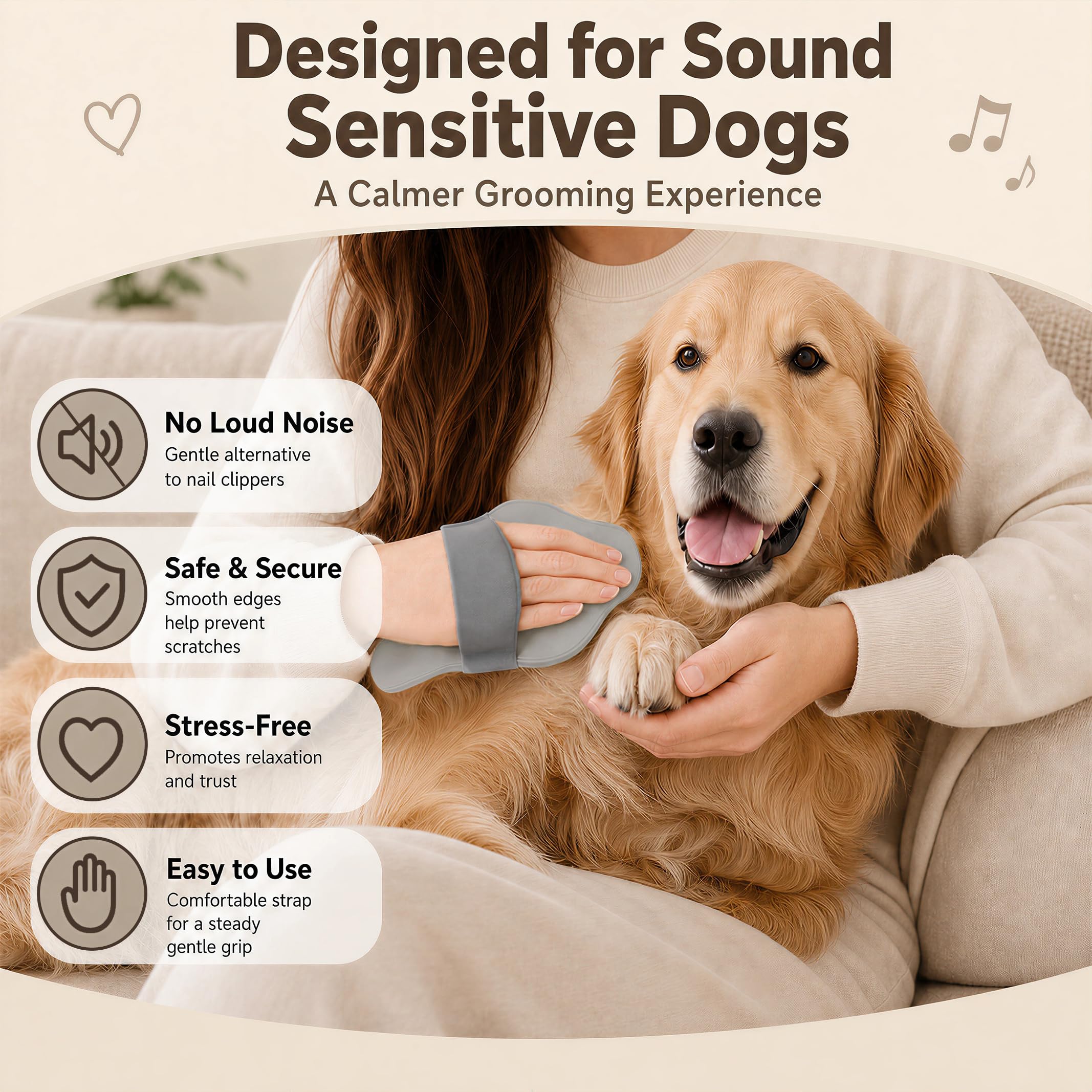 Planche à ongles portable pour chien avec dragonne pour chien nerveux | Polissoir à ongles silencieux sans stress pour chien et chat de petite, moyenne et grande taille