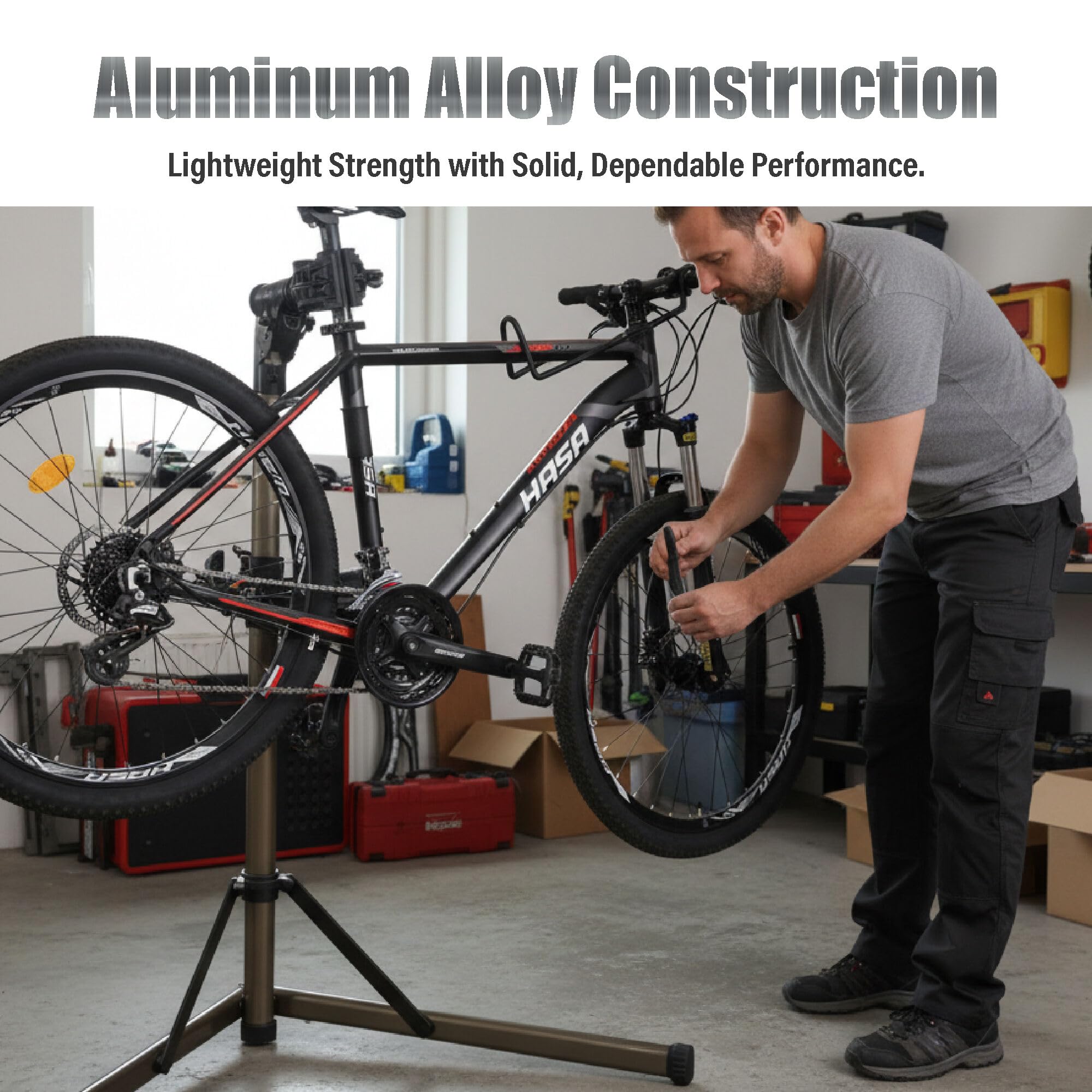 BikeHand Bike Repair Stand | Lightweight & 360 Adjustable Home Bicycle Mechanics Workstand w/Magnetic Tool Plate | Quick Release Portable Bike Maintenance Stand for Mountain & Road Bike