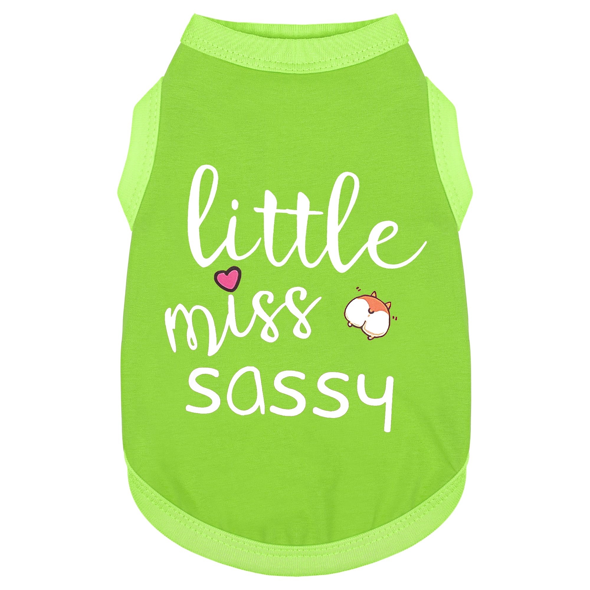 Paiaite Dog Clothes Fashionable Sleeveless Pet Vest: 'Little Miss Sassy' Printed Cotton Dog Shirt, Ideal for Small, Medium, and Large Breeds, Ensuring Comfort and Breathability Green L