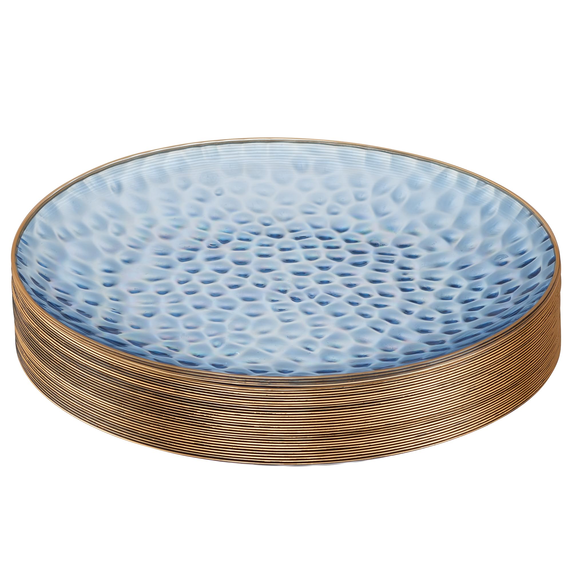 PLASTICPRO 30 Pack Hammered Plastic Plates Heavyweight Disposable Plastic Plates Elegant Clear Hammered Rim Platsic Party Dishes (Hamered Clear With Gold Rim, 7'' INCH PLATES) — view 40