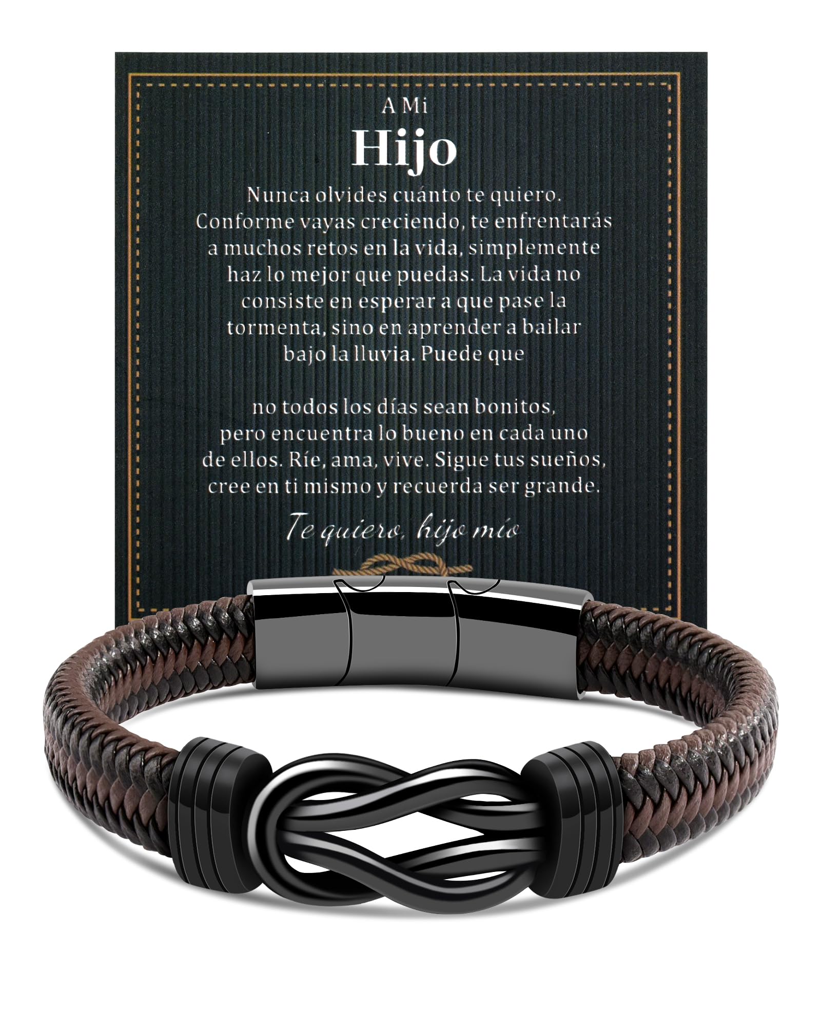 VGWON Regalo para Hijo, Pulsera Hijo, Pulsera para Hijo de Mamá Papá | Regalos De CumpleañOs De Navidad Para Hijo, Pulsera Hombre Cuero Para Hijo, Regalos Inspiración Chico Adolescentes