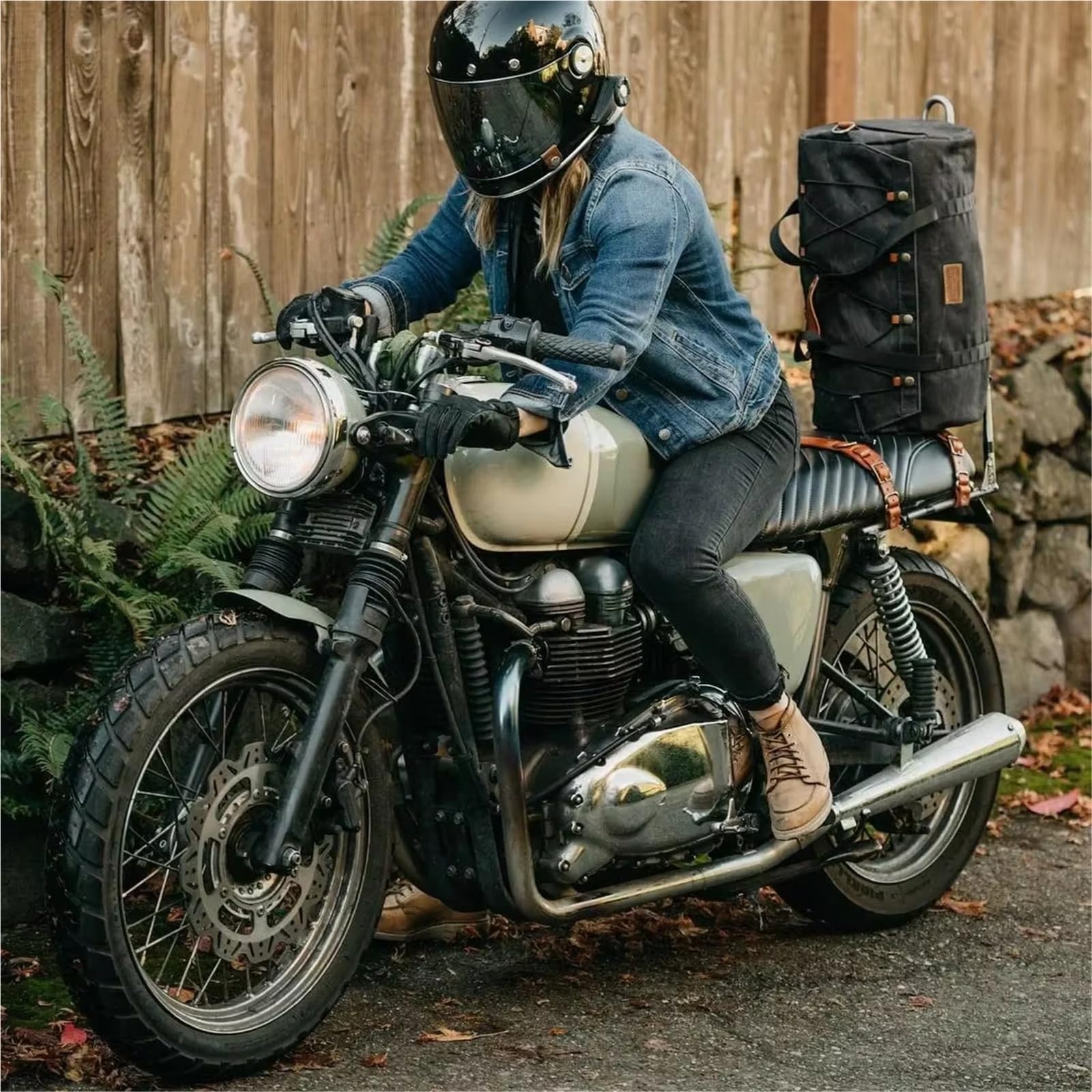 Moto Sacoche Selle Pour Sacoche Siège Arrière Moto Vintage Résistante Aux Éclaboussures Universelle Sac À Main Voyage Fourre-tout Toile