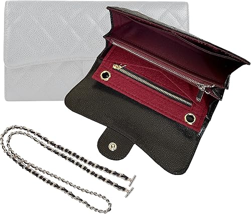 Long Wallet Conversion Kit for Long Flap Wallet Insert & Chain Strap Wallet on Chain Gold Silver CardHolder Crossbody Converter Kit (120cm Silver
