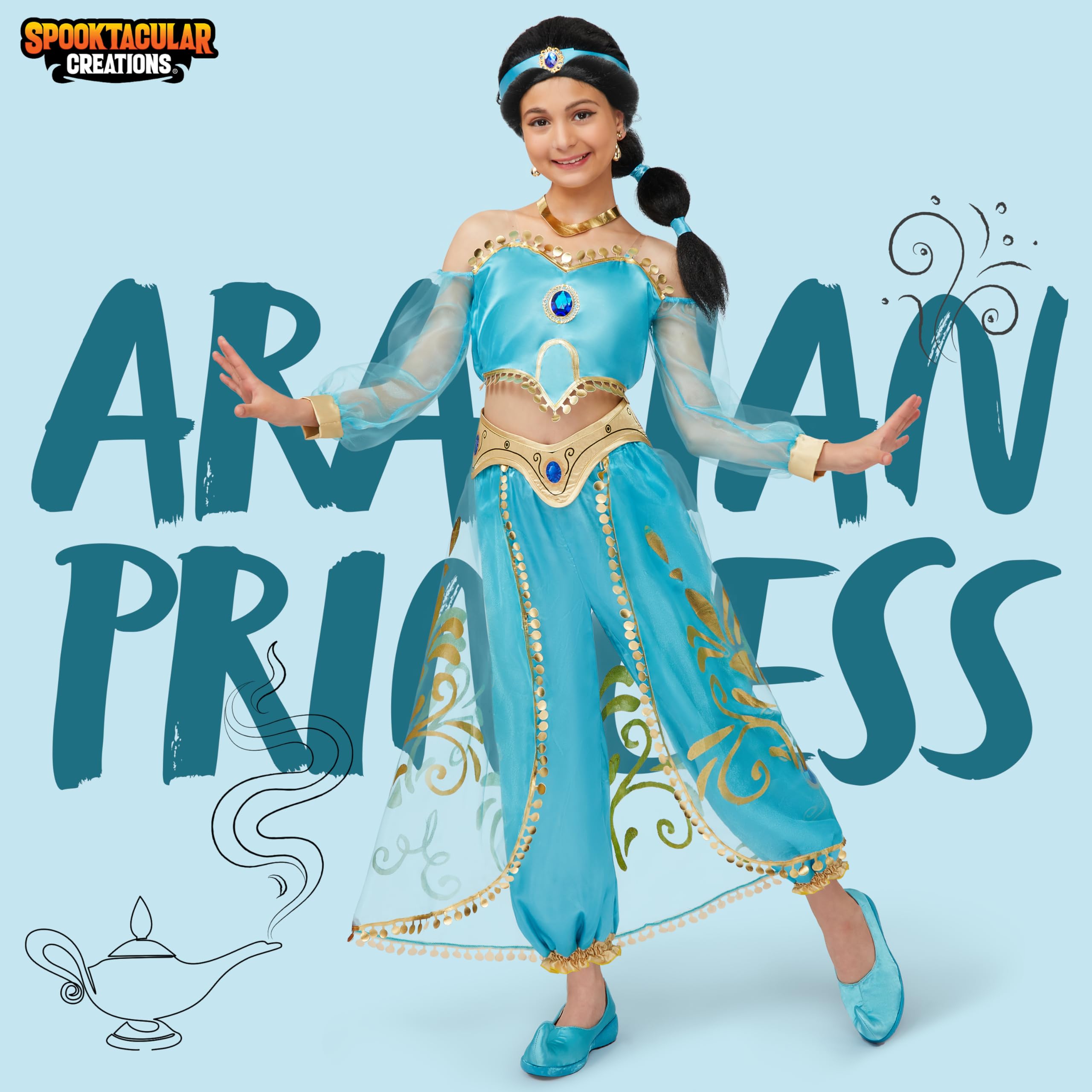 Spooktacular Creations Kids Costumes for Girls Arabian Princess Costume, Girls Halloween Costume for Role Play Cosplay Parties-M - Image 2