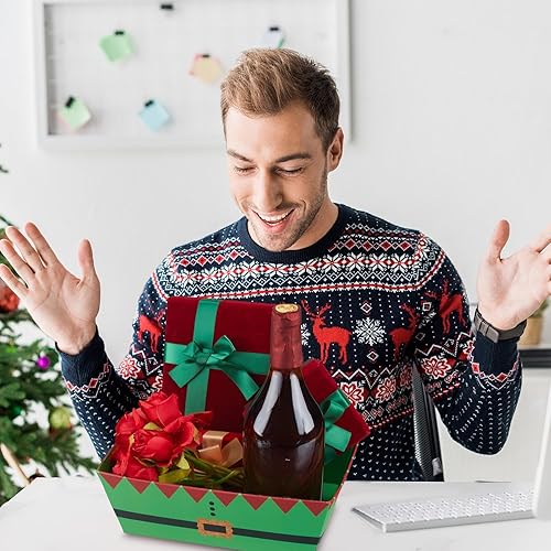 Miniatura 9 de Juego de 24 cestas de Navidad para regalos, kit de cesta de regalo vacía para llenar, con bolsas de cesta y lazos, cesta de bricolaje, juego de