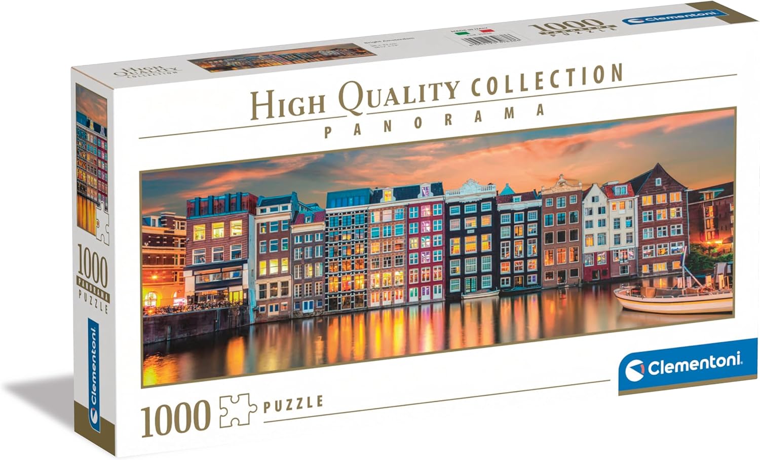 Clementoni - 39838 - Puzzle Collection Panorama - Bright Amsterdam - 1000 Pieces - Adult Jigsaw Puzzle, Panoramic, Horizontal, Fun for Adults, Made in Italy