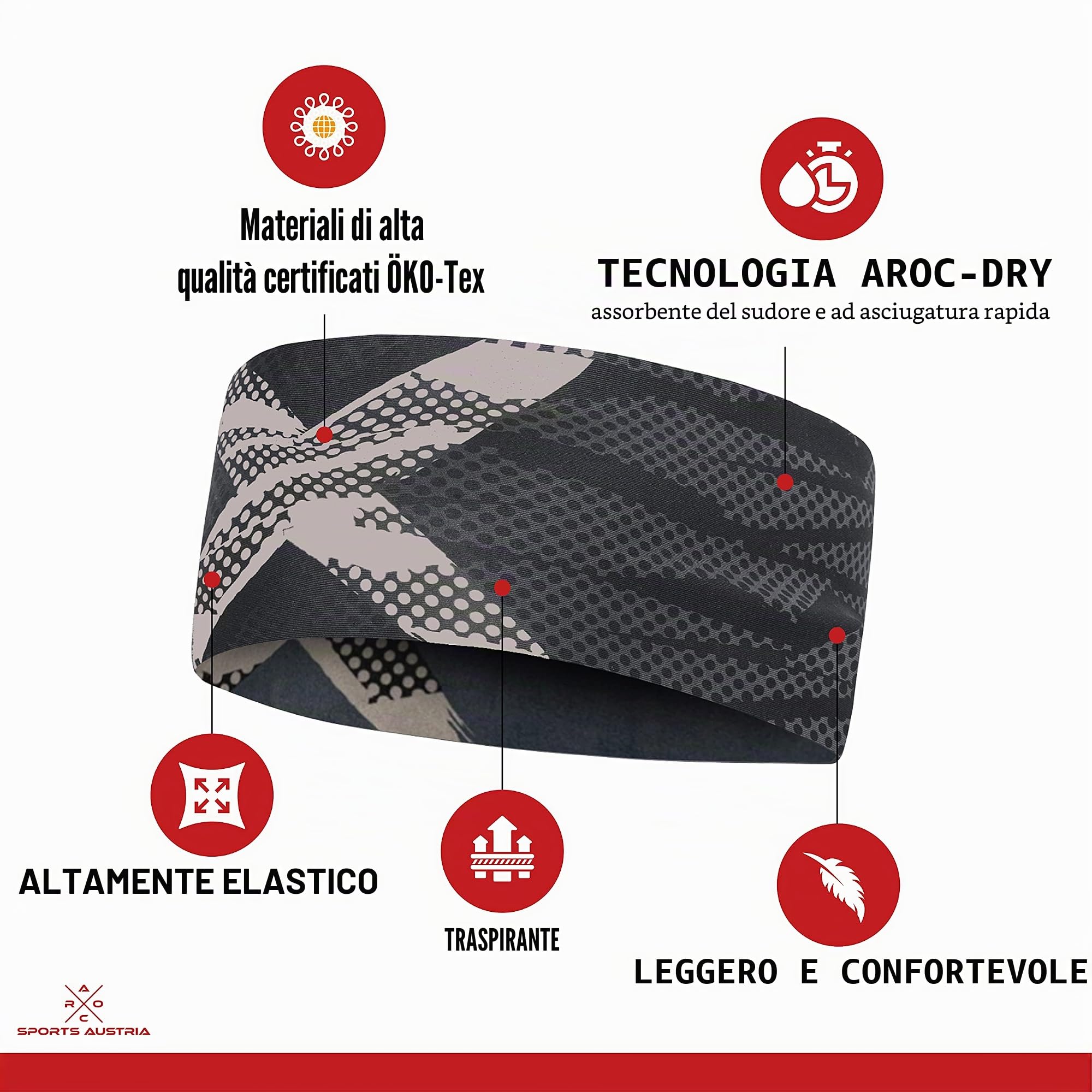 Fascia per capelli, leggera, elastica, ad asciugatura rapida, paraorecchie, fascia per il sudore, fascia per capelli, fascia per capelli, fascia per la testa, per escursioni, corsa, ciclismo, sci