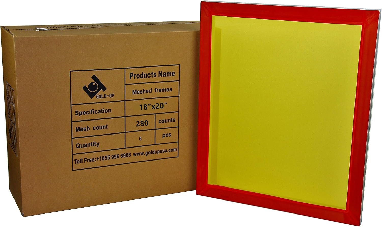 18 x 20 Inch Pre-Stretched Aluminum Silk Screen Printing Frames with 280 Yellow Mesh (6 Pack Screens)