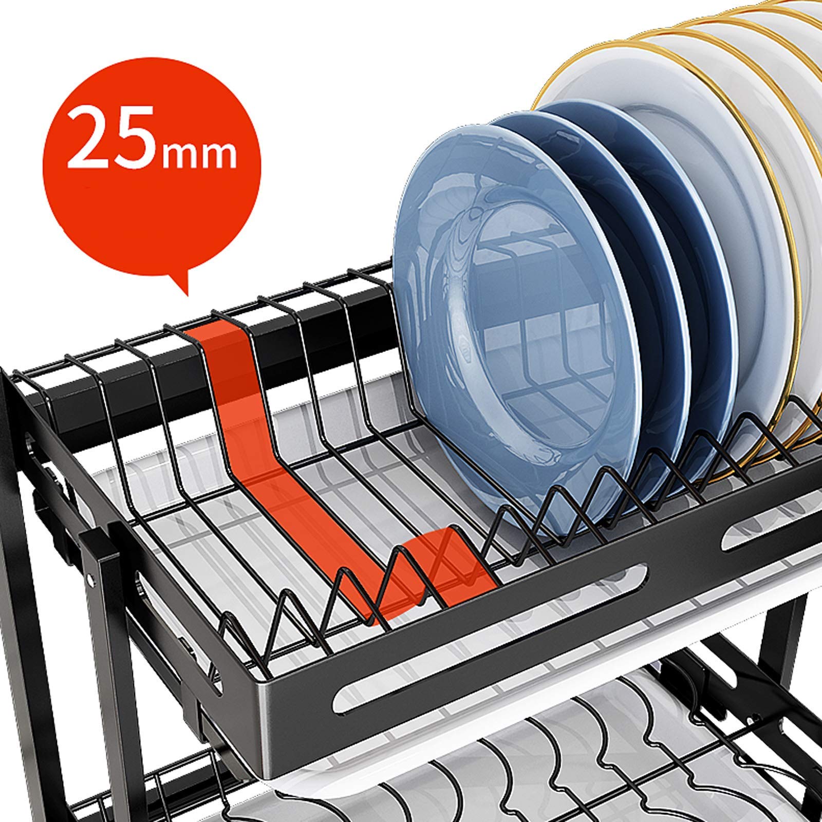 Rejilla Para Platos Plegable, Escurridores De Platos Sobre El Fregadero, Estante Para Escurridores Montado En La Pared, Sin Necesidad De Taladrar, Acero Inoxidable, Rejilla De Almacenamiento-Double