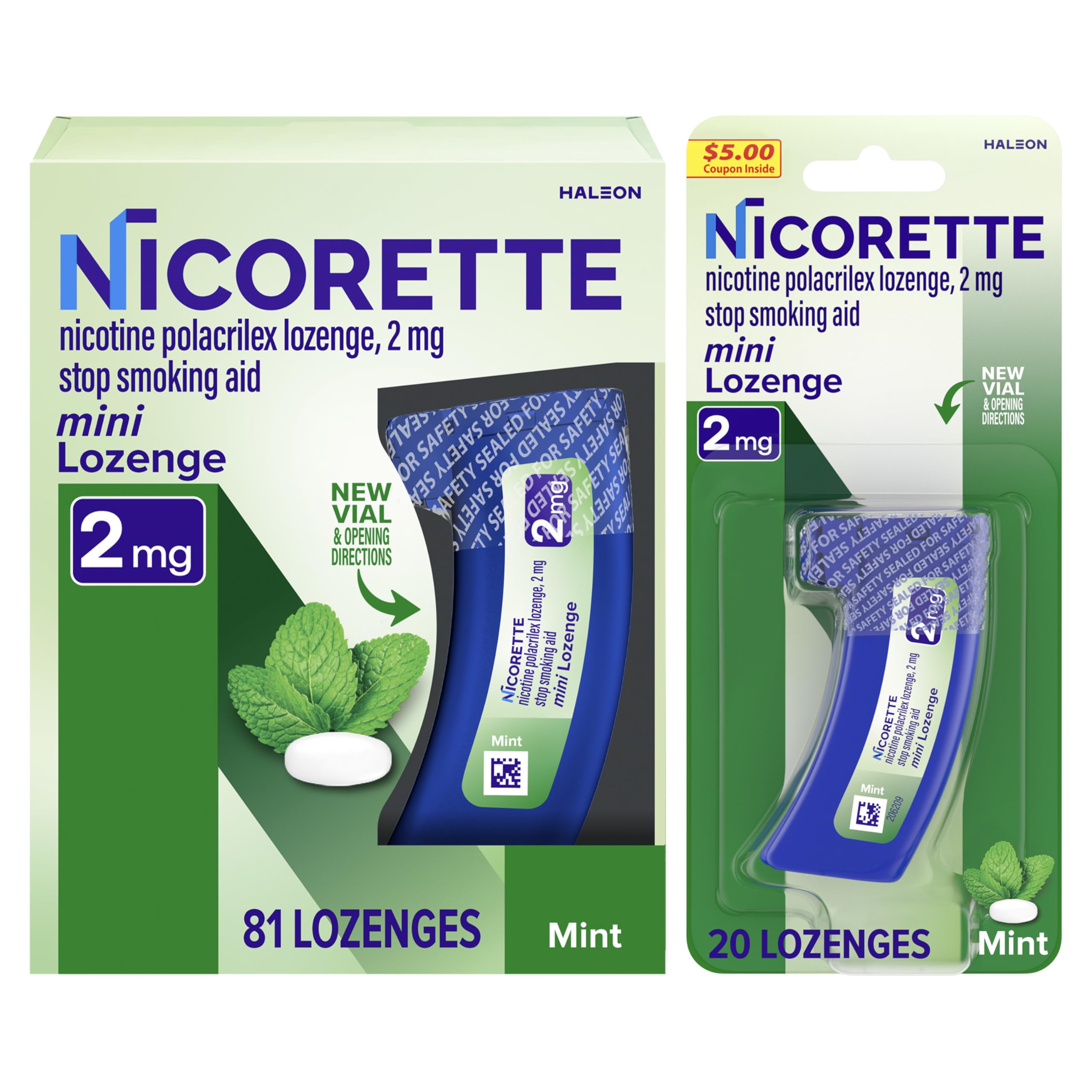 Nicorette2 mg Mini Nicotine Lozenges to Help Stop Smoking - Mint Flavored Stop Smoking Aid, 1-Pack, 101 Count