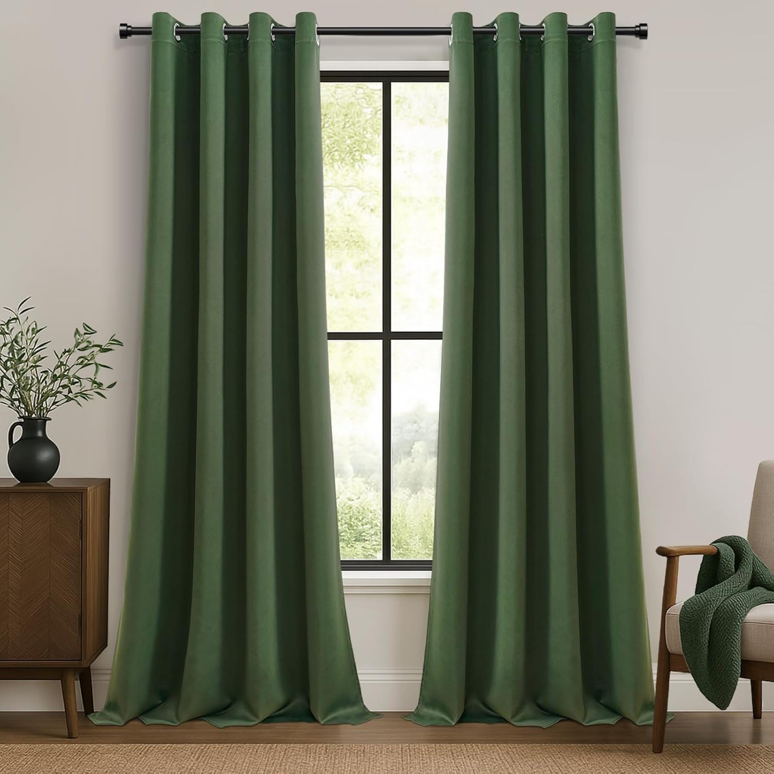 Galaxy Home Decor Premium Blackout Curtain for Long Door 10 Feet | Thermal Insulated Modern Window Curtain with Rings for Living Room & Bedroom | Pack of 2, Dark Green